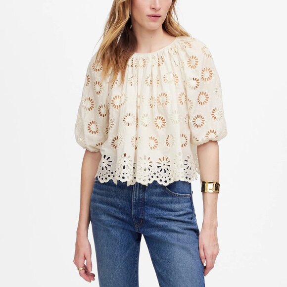 Madewell Tops - Madewell Cream Eyelet Blouse